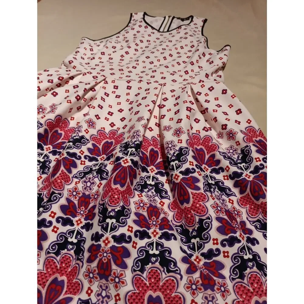 Juicy Couture Mini Midi Dress Size 14 Y2kcore Cottagecore Floral Rear Zip - Picture 2 of 5